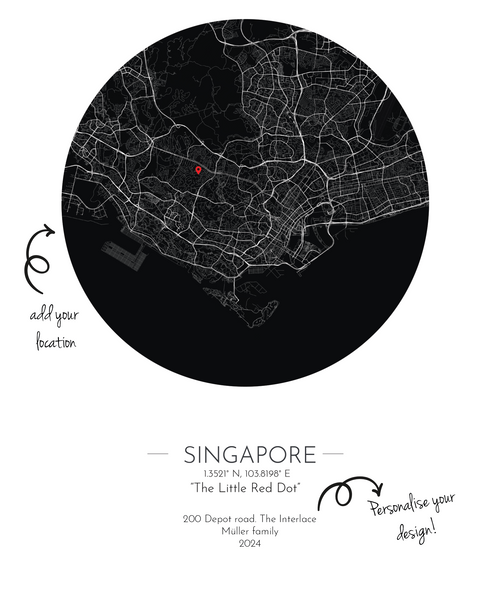 Personalized Minimal  Map Poster  50x70cm