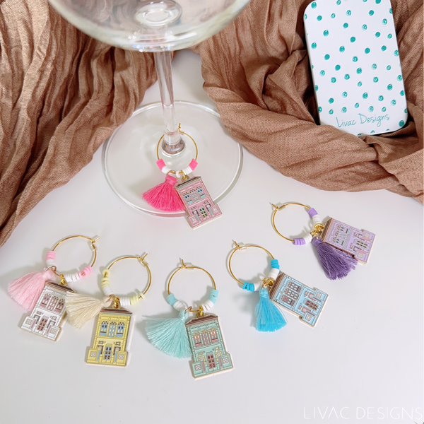 Wine charms - cute shophouses collection