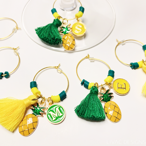 wine charms - green summer pineapple