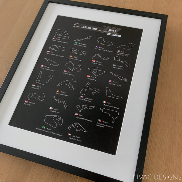 F1 poster - 2022 tracks - minimal  and info style