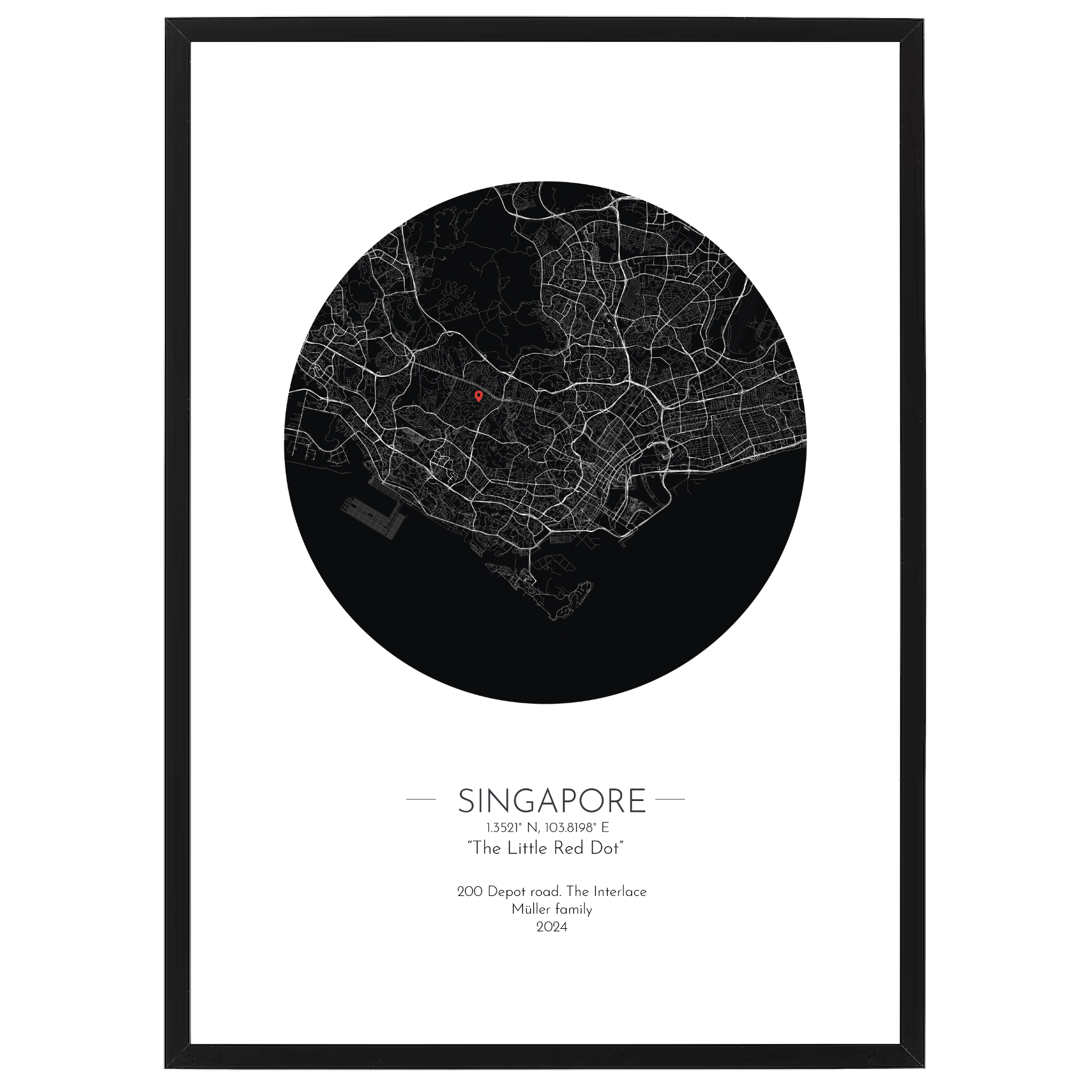 Personalized Minimal  Map Poster  50x70cm