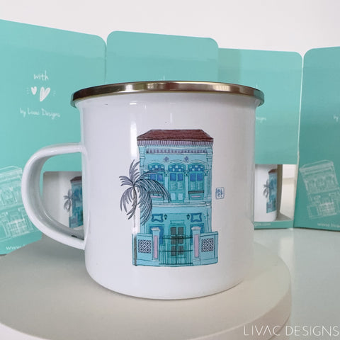 Vintage Mug - Singapore shophouse aqua