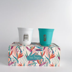 Cute Espresso set - turquoise and white