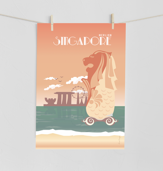 Merlion Tea Towel - A Slice of Singapore's Heritage for Your Kitchen