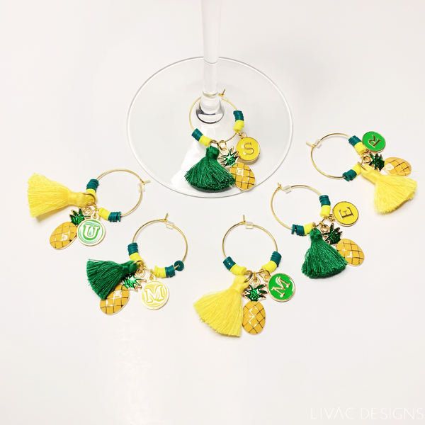wine charms - green summer pineapple