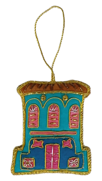 Singapore Hand Made Hanging Ornament - Green Shophouse