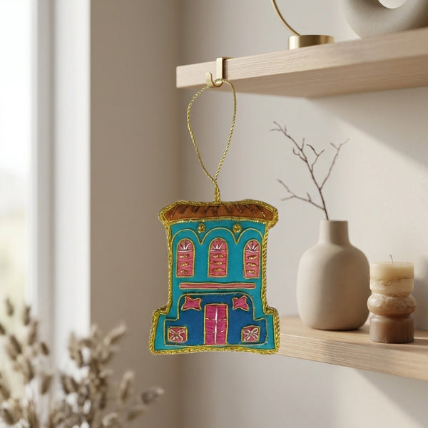 Singapore Hand Made Hanging Ornament - Green Shophouse