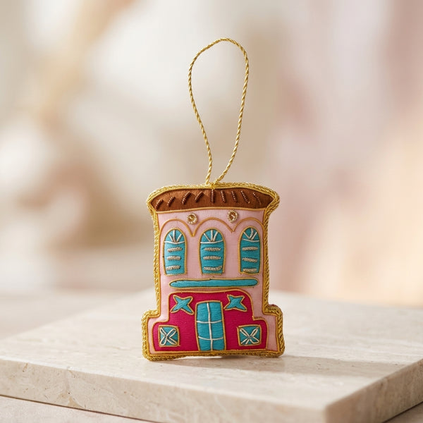 Singapore Hand Made Hanging Ornament - Pink Shophouse