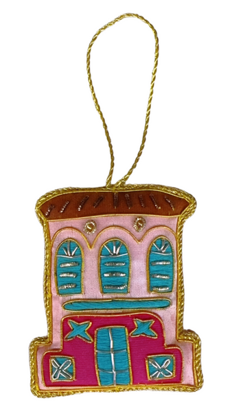 Singapore Hand Made Hanging Ornament - Pink Shophouse