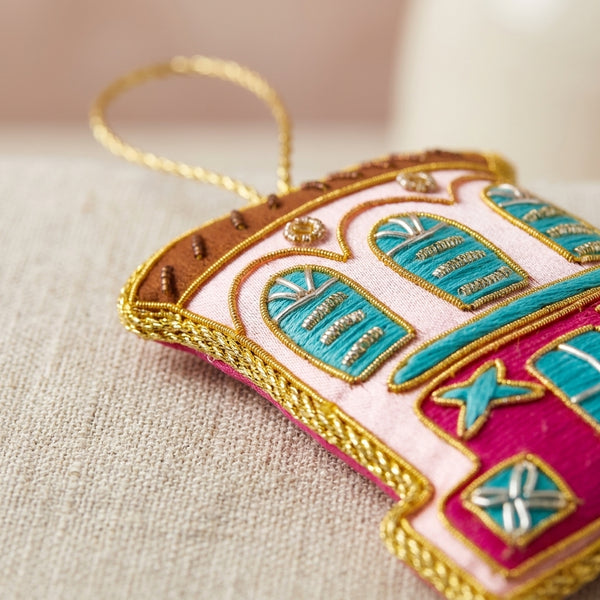 Singapore Hand Made Hanging Ornament - Pink Shophouse