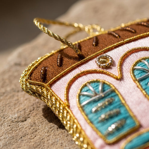 Singapore Hand Made Hanging Ornament - Pink Shophouse