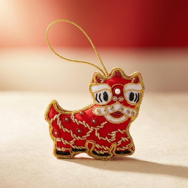 Singapore Hand Made Hanging Ornament - Lion Dance Red