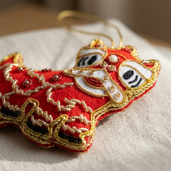 Singapore Hand Made Hanging Ornament - Lion Dance Red