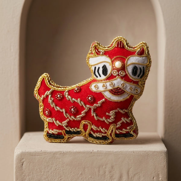 Singapore Hand Made Hanging Ornament - Lion Dance Red