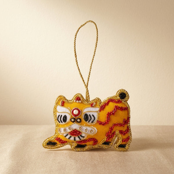 Singapore Hand Made Hanging Ornament - Lion Dance Yellow