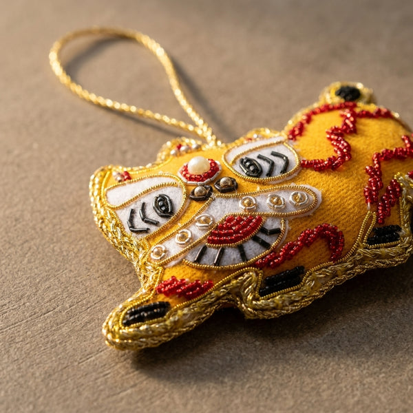 Singapore Hand Made Hanging Ornament - Lion Dance Yellow