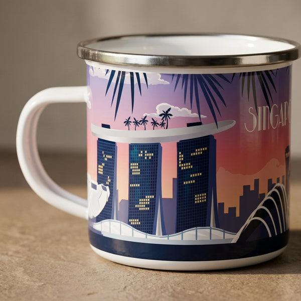 Singapore Enamel Mug — Marina Bay Sunset