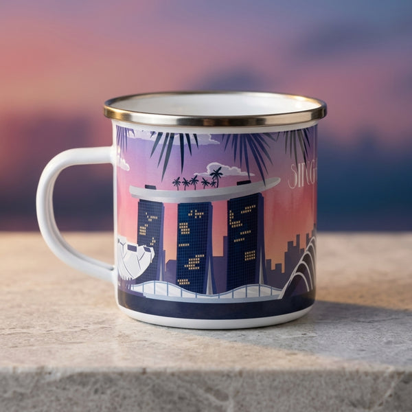 Singapore Enamel Mug — Marina Bay Sunset