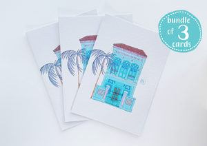 Bundle - 3 greeting cards - shophouse aqua color greeting card