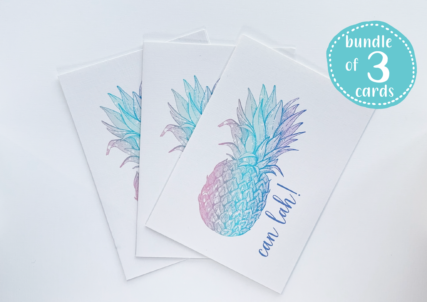 Bundle - 3 greeting cards - Pineapple Can Lah!