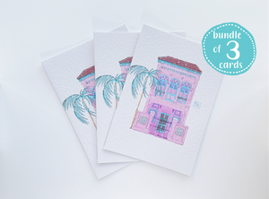 Bundle - 3 greeting cards - Shophouse pink