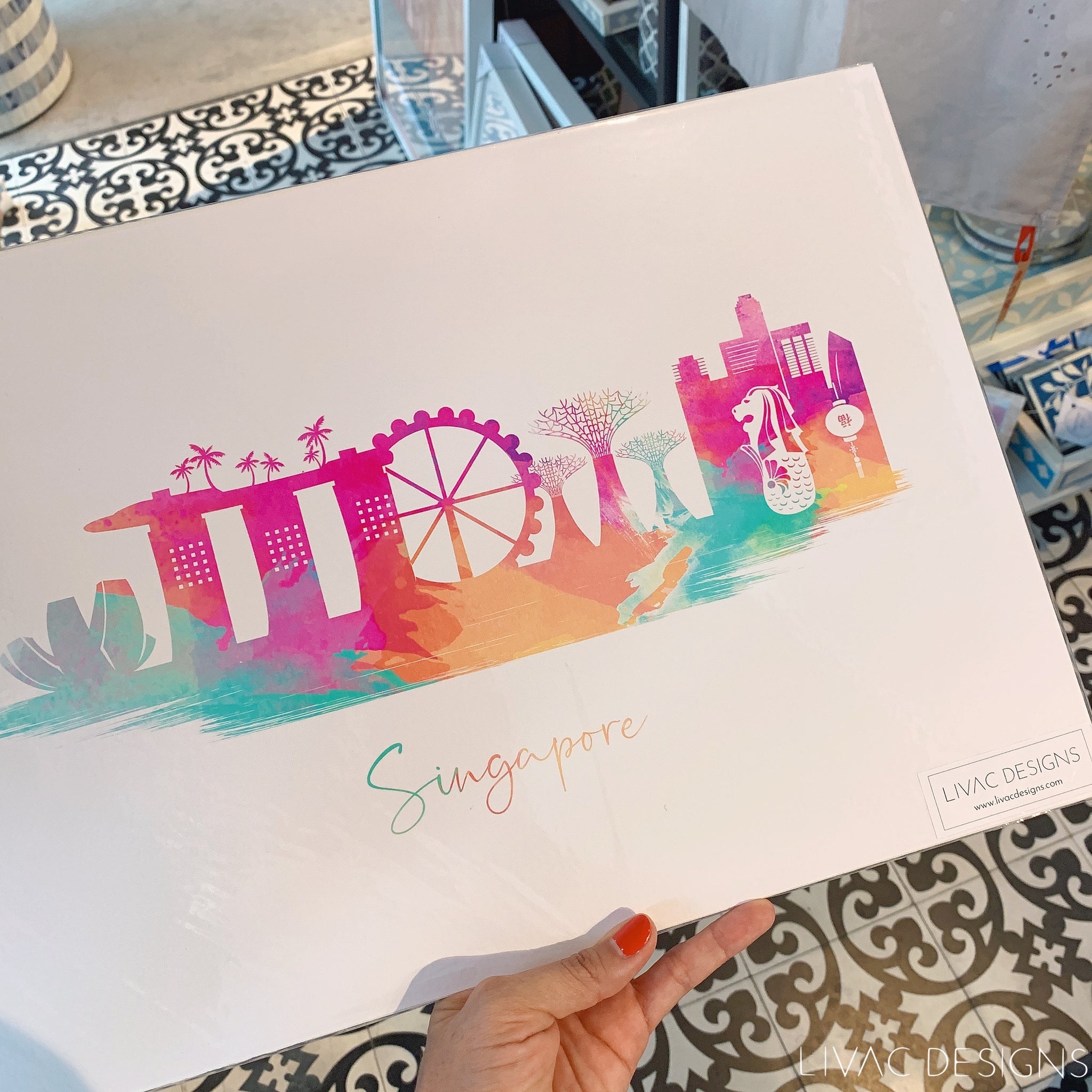 Singapore skyline - watercolor design