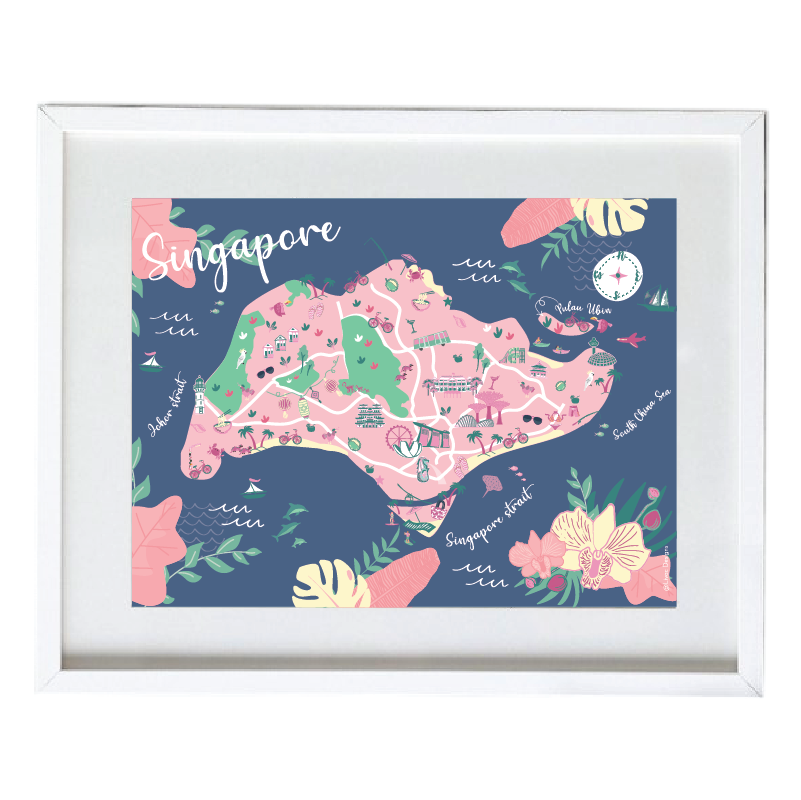 Fun Map of Singapore - Navy