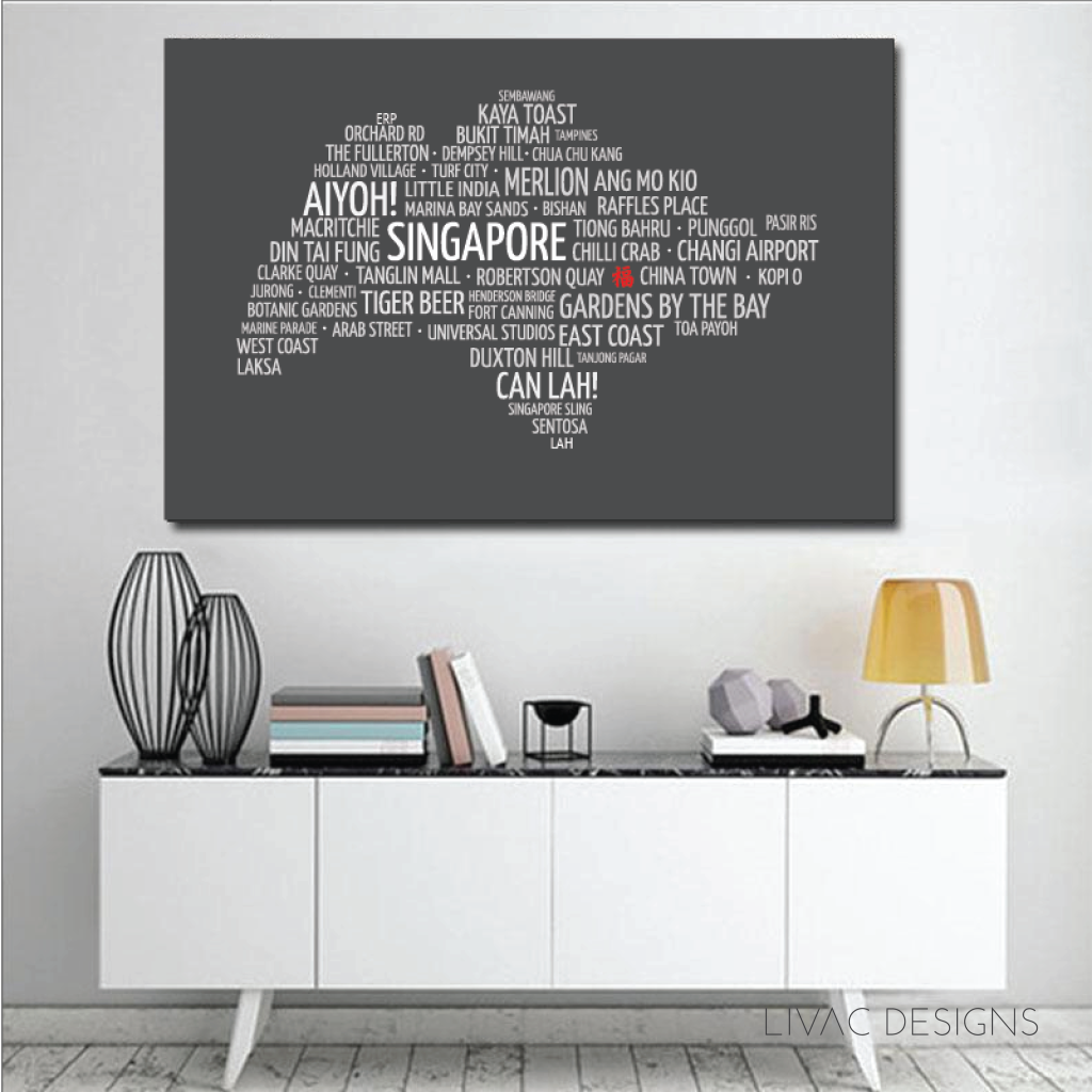 Elegant Singapore Map - Personalised Art In Canvas