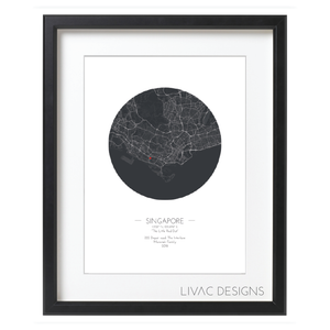 Personalized Minimal  Map Poster - Black Framed Poster Online