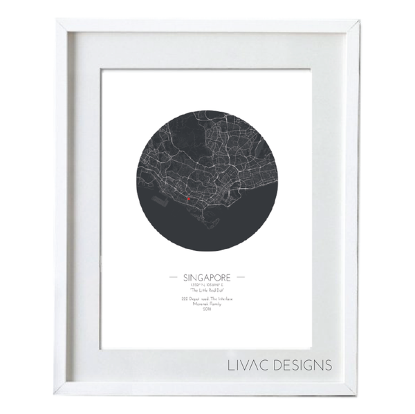 Personalized Minimal  Map Poster - White Framed Poster Online